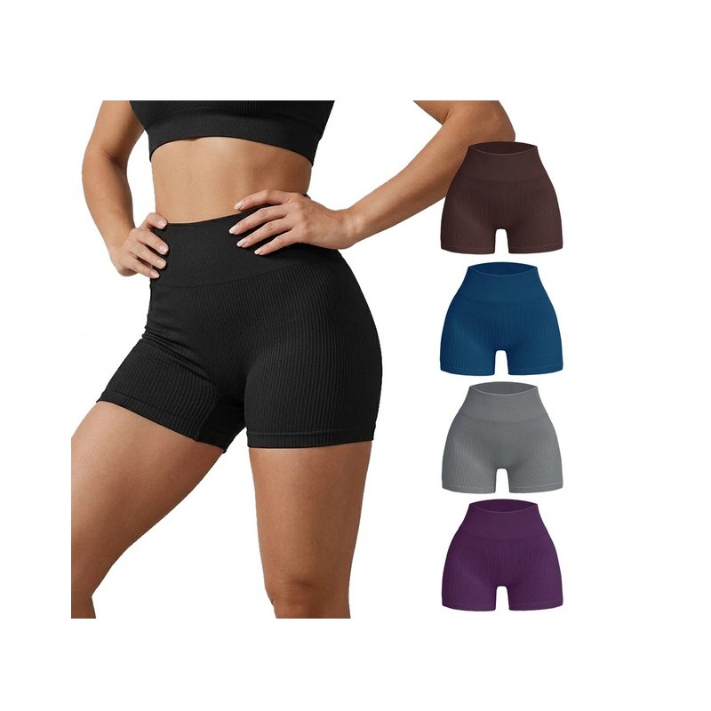 Shorts Fitness Canelado Poliamida Academia Zero Transparencia Feminino