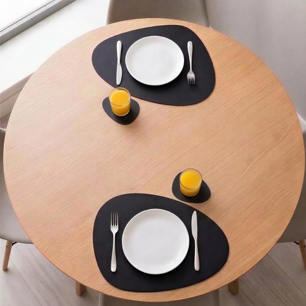 Jogo Americano para Mesa 40x30cm Impermeável Couro Sintético Porta Copo Decorativo Souspla