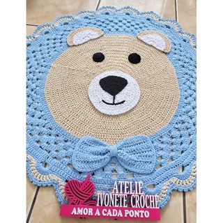 Tapete Urso de Crochê Artesanal – Tapete Infantil para Quarto de Bebê e Criança