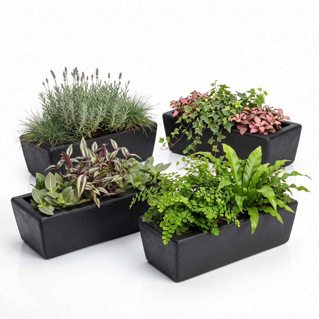 Kit 4 Jardineiras de Planta Preta 37x15 Floreira Polietileno