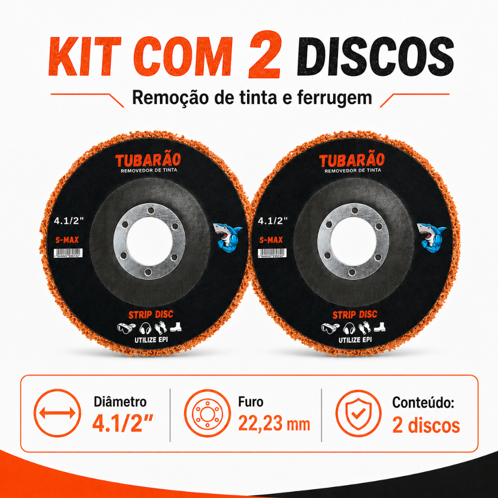 Kit 2 Strip Disc Disco Remover Tinta Verniz Ferrugem Tubarão
