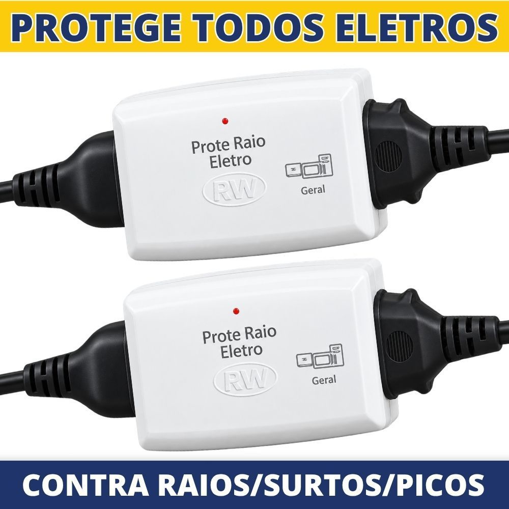 Kit 2 Protetor Contra Raios Surtos Picos 110V ou 220V Eletrodomésticos TV Geladeira Micro-ondas
