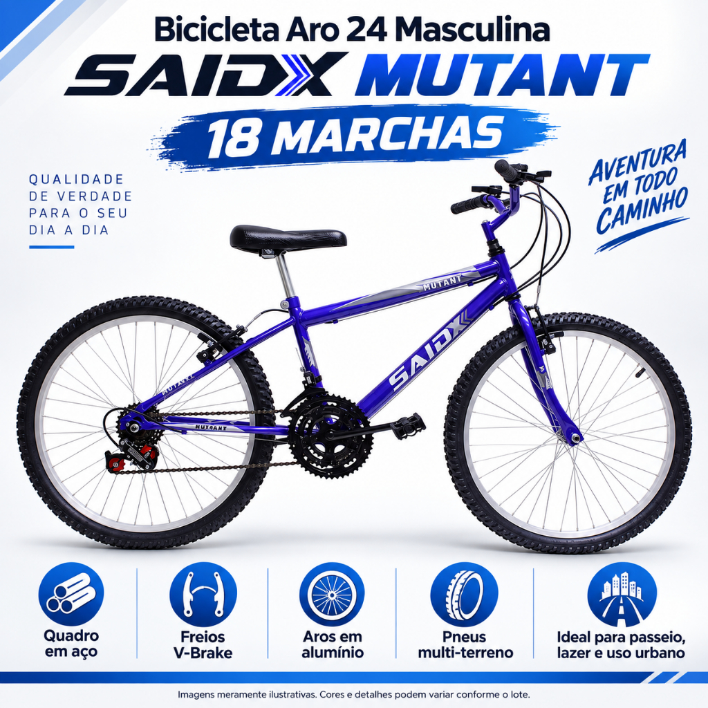 Bicicleta Aro 24 Masculina Infantil 18 Marchas – Passeio, Lazer e Uso Urbano