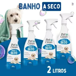 Kit 4 Banho a Seco Pet Clean Liquido para Cães e Gatos 500ml