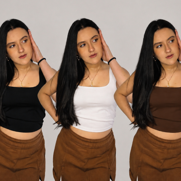 Kit 3 Regata Blusa Feminina Decote Quadrado Alçinha Larga Básica Suplex Premium Confortável Elegante Casual