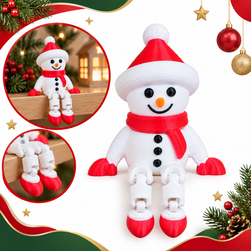 Bonequinho de Neve Decoração De Natal Boneco Com Perna Articulada Enfeite Natalino
