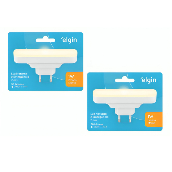 Luz Noturna De Emergência - 2 Em 1 Sensor De Luz E Movimento 3000K Bivolt Elgin