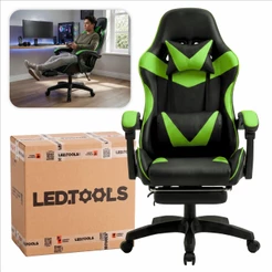 Cadeira Escritório Gamer Led Tools Reclinável Ajuste De Altura Suporte Para Os Pés Confortável
