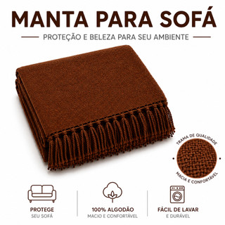 Manta Para Sofá ou Cama Luxo 210x120 Tipo Capa de Sofá Protetora 100% Algodão Decorativa