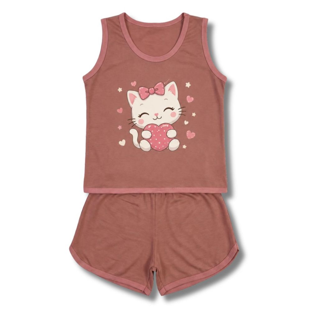 Pijama Feminino Infantil Baby Doll Estampado Short Doll Tecido Suede Confortável Roupas Infantis