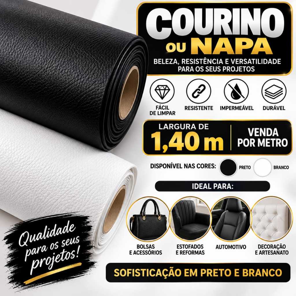 COURINO Liso Couro Sintético (VENDAS POR UNIDADE DE 25 cm x 1,40 mt LARGURA).