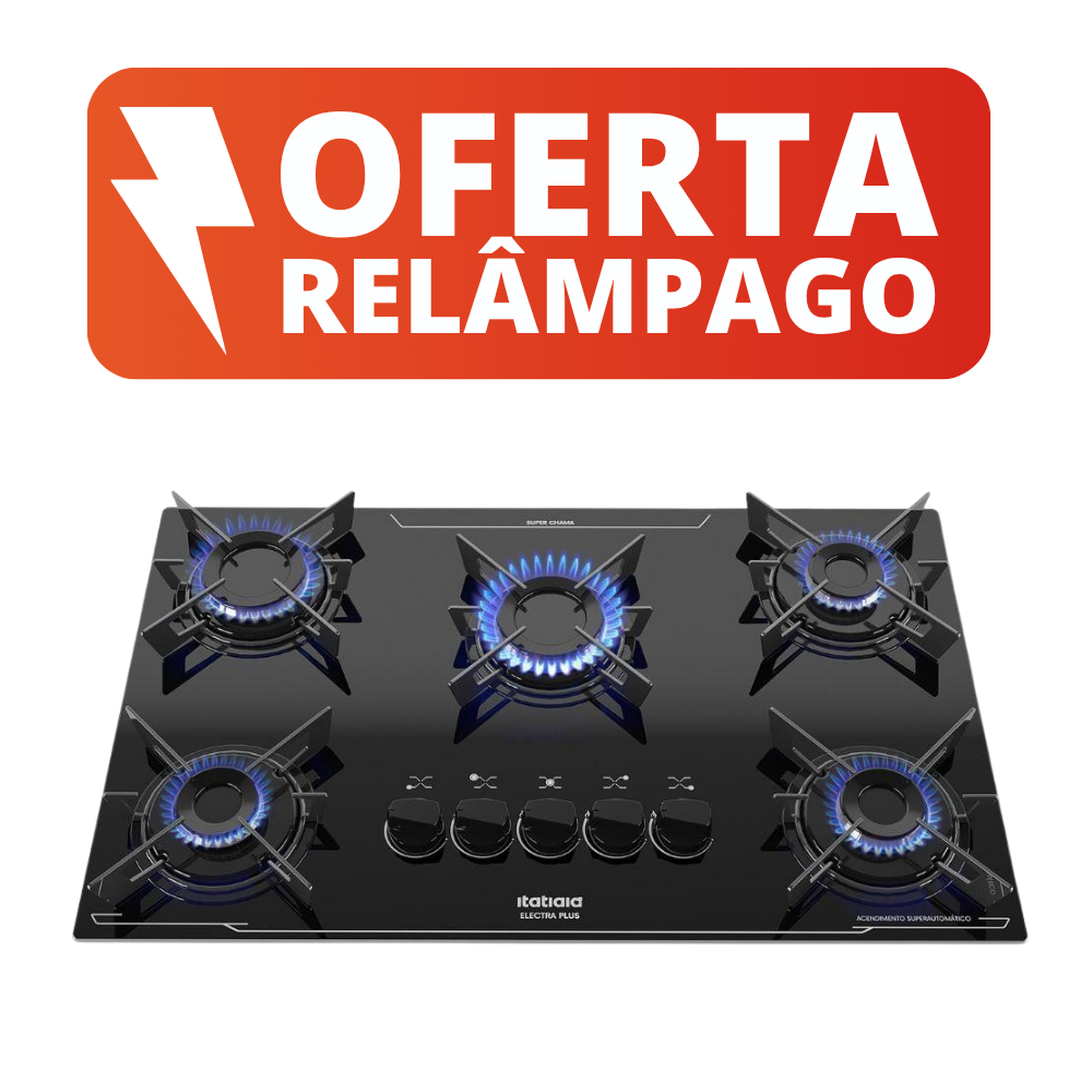 Cooktop Itatiaia Electra Plus 5 Bocas Mesa Vidro Preto Bivolt