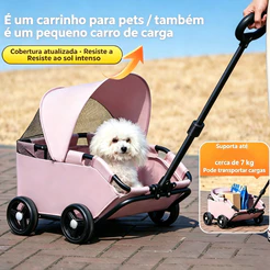 Carrinho para Cachorro e Gato Porte Pequeno e Médio Passeio Confortável