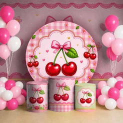 Kit Capas Painel Redondo + 3 Cilindros Festa Cereja
