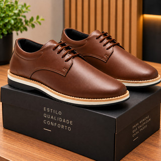 Sapato Social Masculino Casual Oxford Elegância Modernidade Solado Em Borracha Antiderrapante