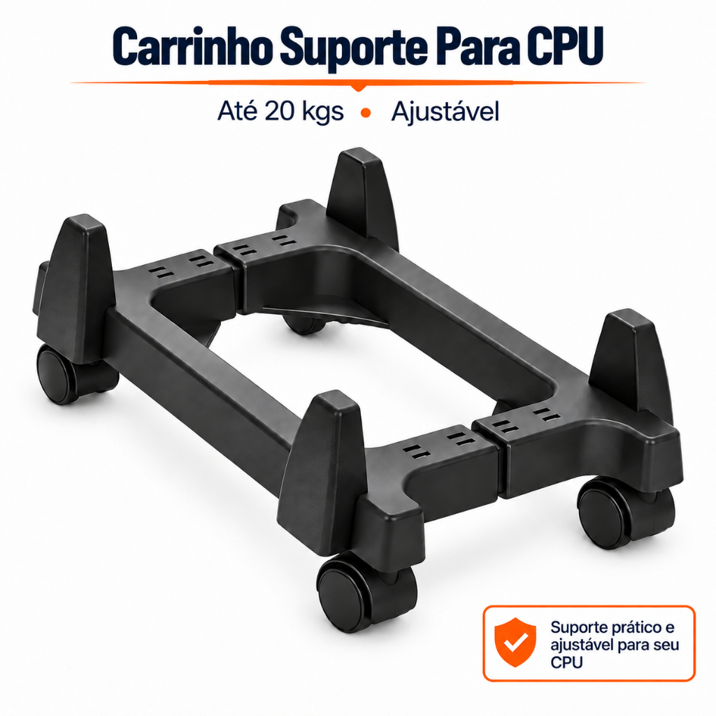 Carrinho Suporte para Gabinete Cpu Nobreak Gamer estabilizador com rodinhas Force Line