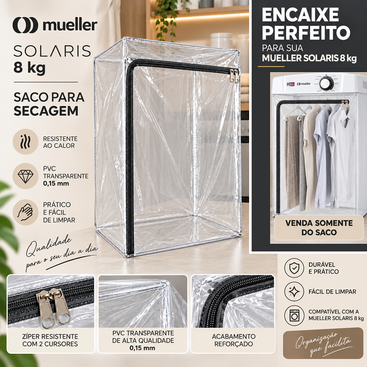Saco para secadora mueller Sun 8kg com zíper (secadora não inclusa)