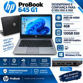 Notebook HP ProBook 645 G1 AMD A6 com SSD