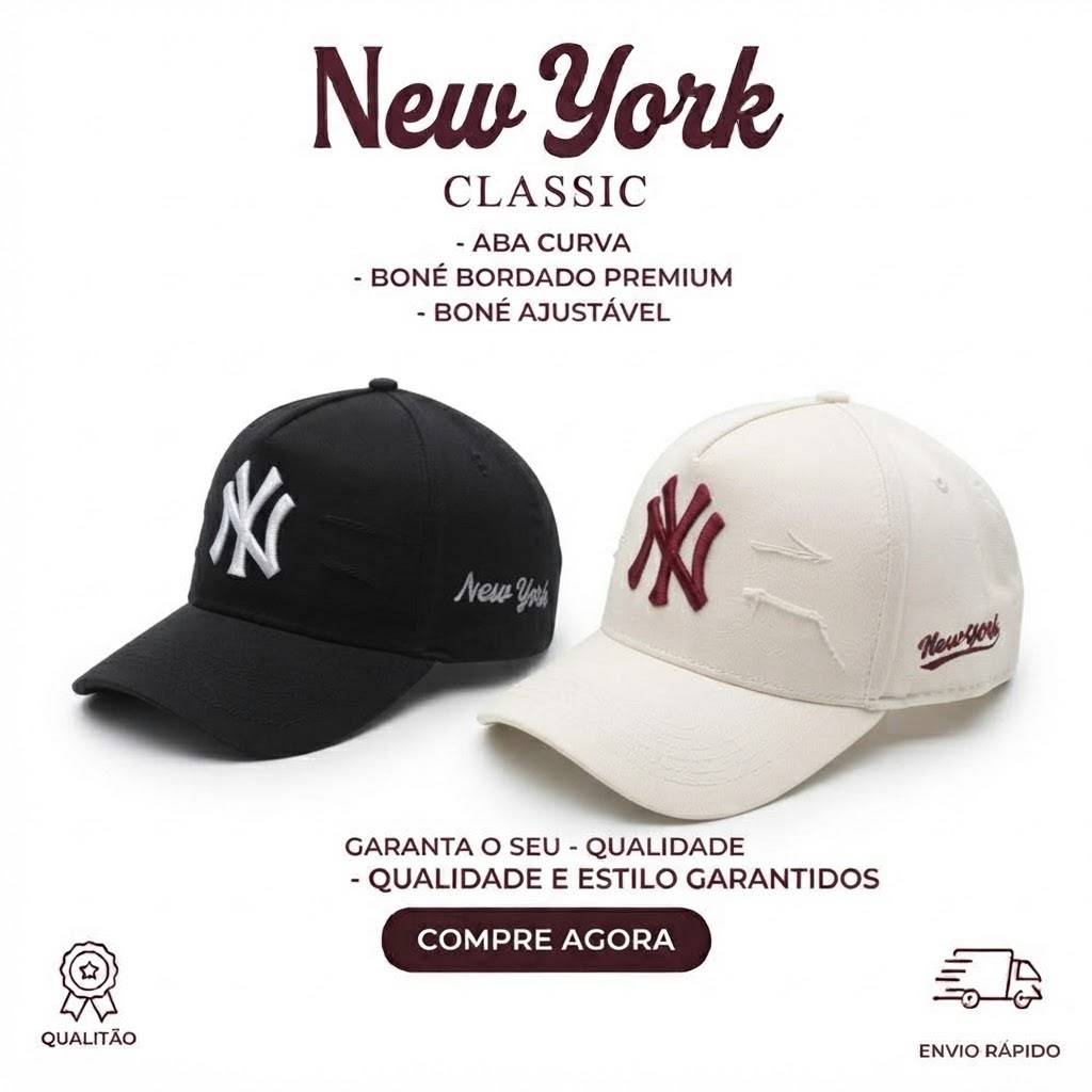 Kit 2 Bonést NY Rasgadinho Aba Curva Casual Masculino Femino Unissex 2026