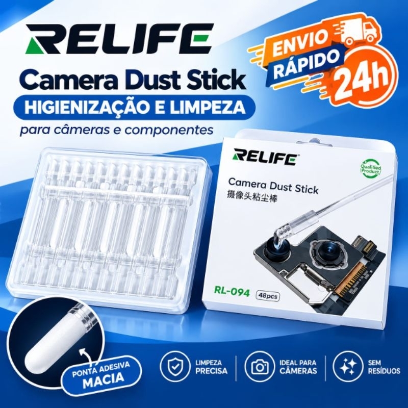 Limpador de Lente Câmera Celular Bastão Dust Stick Relife Remove Poeira Sujeira Profissional Acessórios 48 peças