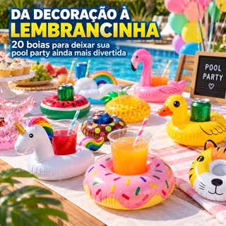 Kit 5/10/20 Porta Copos Boia Inflavel Piscina Varios Formatos Porta Lata Brinquedos para Piscina