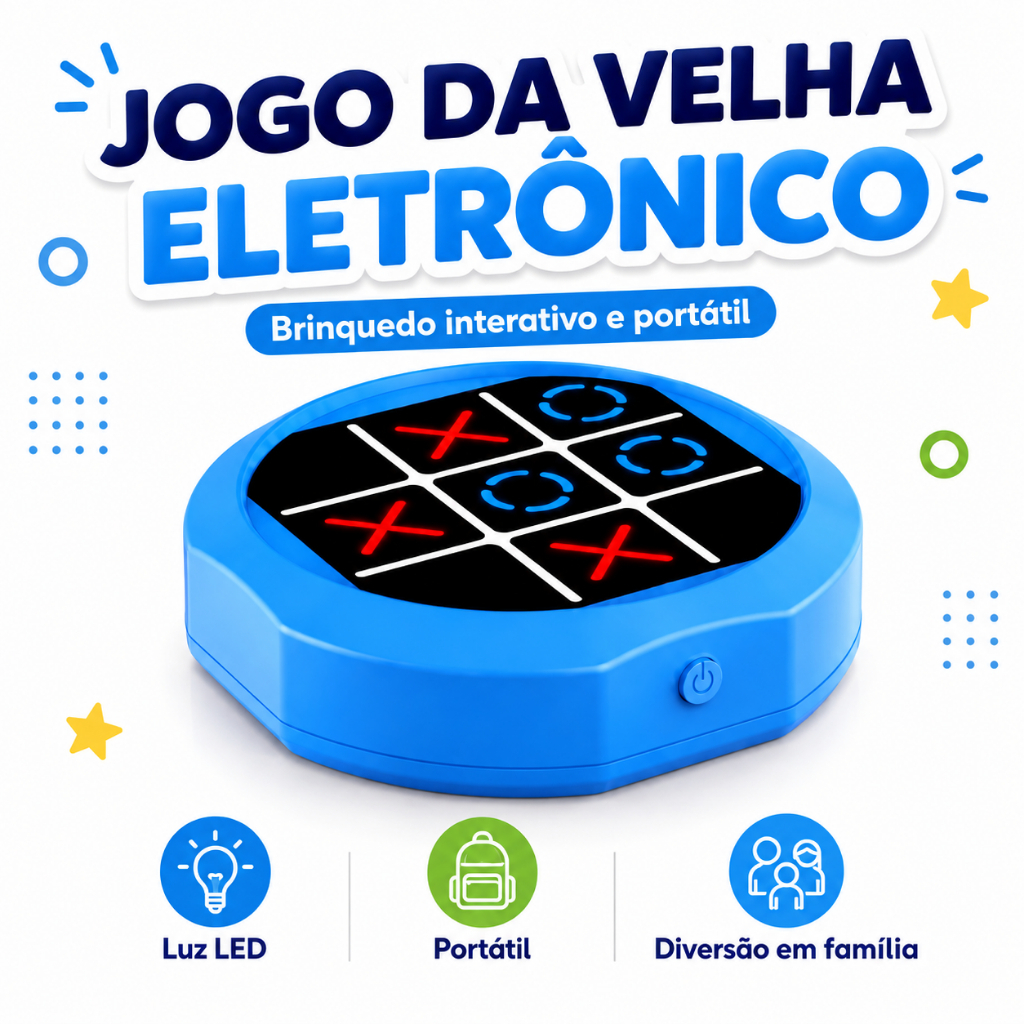 Jogo Da Velha Digital Eletronico 4 Em 1 Recarregavel Usb Led EducativoInterativo Portatil Memoria