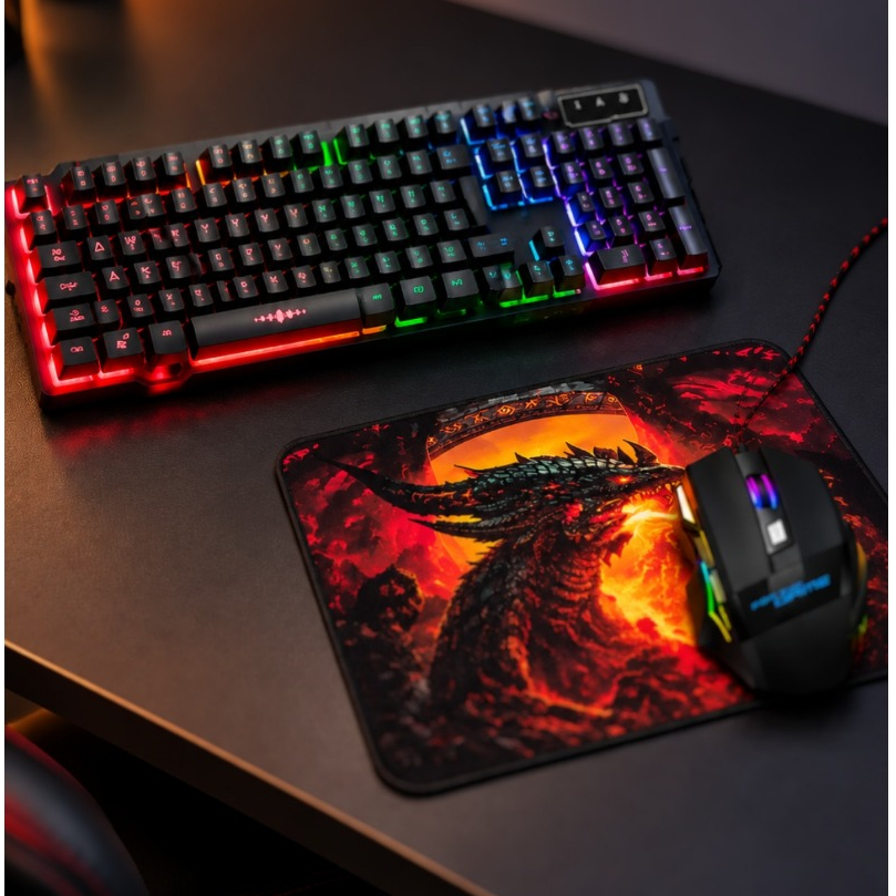 Kit Combo Gamer Teclado Semi-mecânico Mouse Gamer RGB Mouse Pad RGB Computador Notebook e Vídeogame
