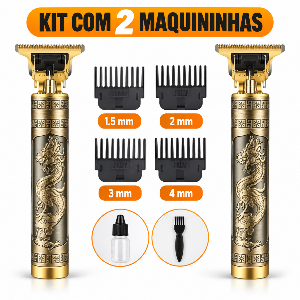 Kit 2 Máquina de cortar cabelo barbeiro profissional elétrica bateria recarregável