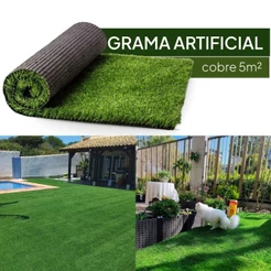 Grama Artificial 5m² 20mm Decorativa Realista Sintética Tapete