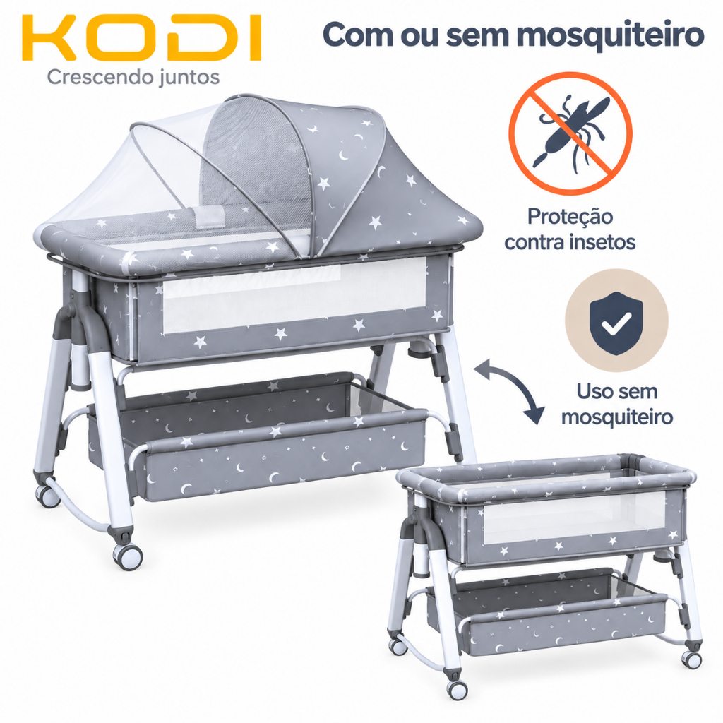 Berço Portátil Moises Co-bed Com Balanço0-3 Anos Mosquiteiro e Cesto 3 Em 1 Ajustável · foto 2