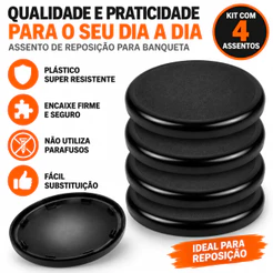 Kit 4 Assento Banqueta Aro 30cm Bar Reposição Plástico