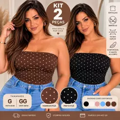 Kit 2 Top Tomara Que Caia Feminino Plus Size Suplex Sem bojo