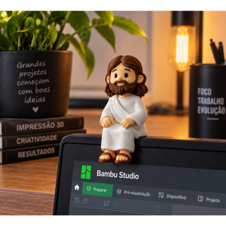 Enfeite Mini Jesus Sentado Decoração Religiosa Impressão 3D gabinete igreja religião
