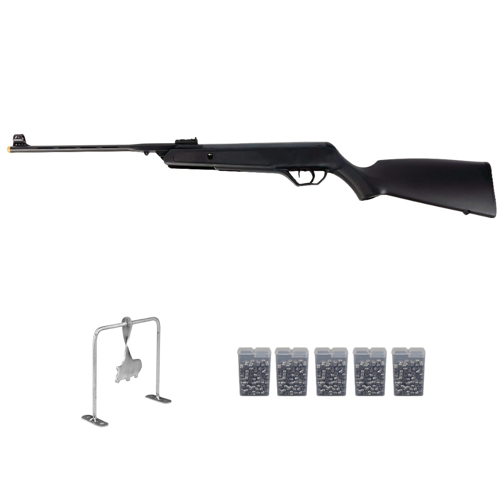Carabina de Pressão AG12 Mola Preta 5.5mm - CBC + 5 Chumbos + Alvo Javali