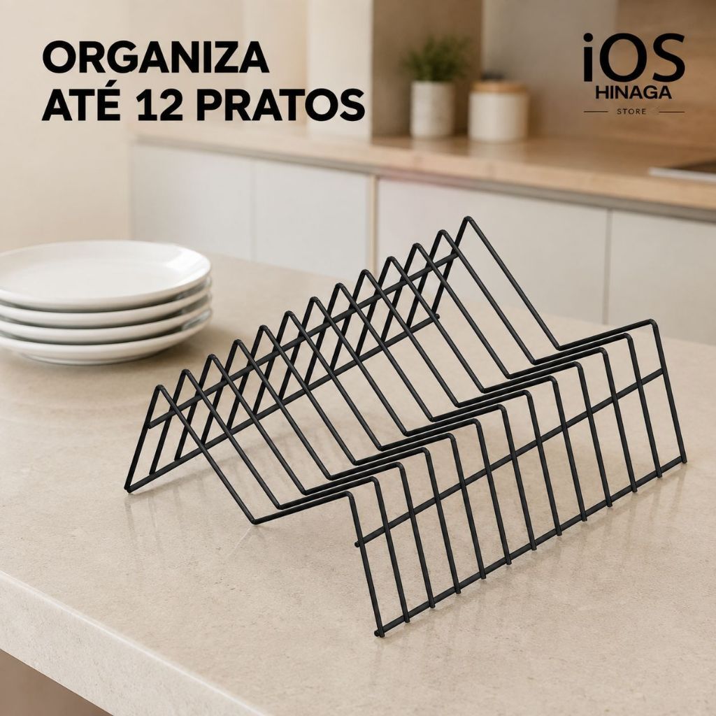 Organizador Suporte para Pratos Multifuncional Armário Vertical até 12 Pratos