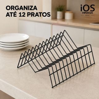 Organizador Suporte para Pratos Multifuncional Armário Vertical até 12 Pratos