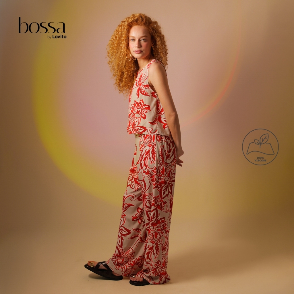 Lovito Bossa Calça Reta Estampada Em Viscose PTB865BRL895 · foto 2