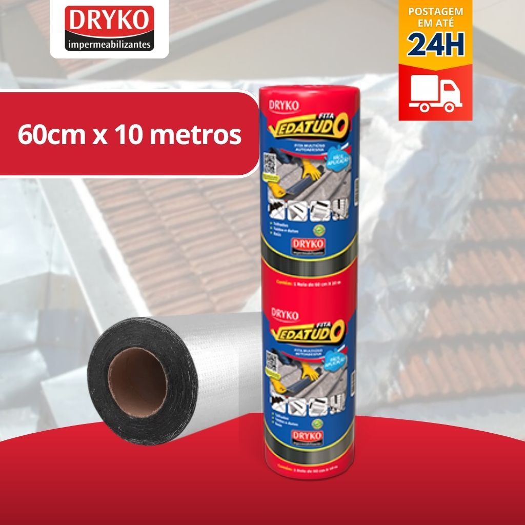 Manta Asfáltica Fita Aluminizada Telhado Auto Adesiva- 60cm X 10m