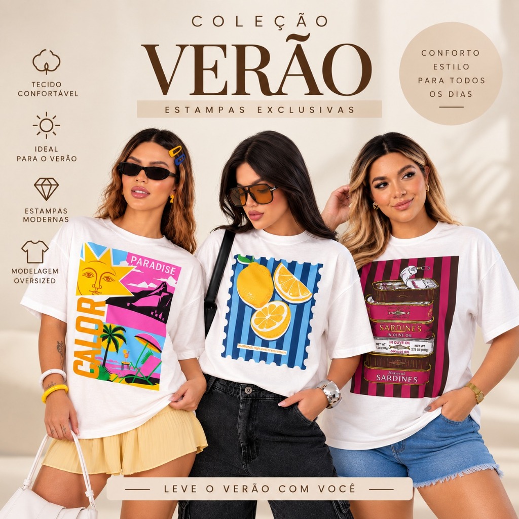 Camiseta Oversized Feminina Diversas Estampas 100% Algodão StreetWear