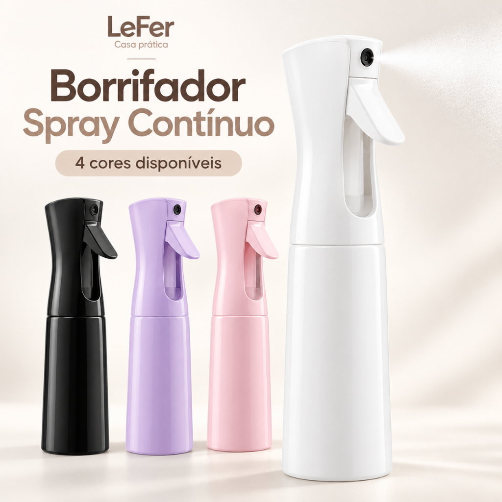 Borrifador Spray Automatico Contínuo 300ml Névoa Fina Multiuso Cabelo Plantas Limpeza Barbeiro