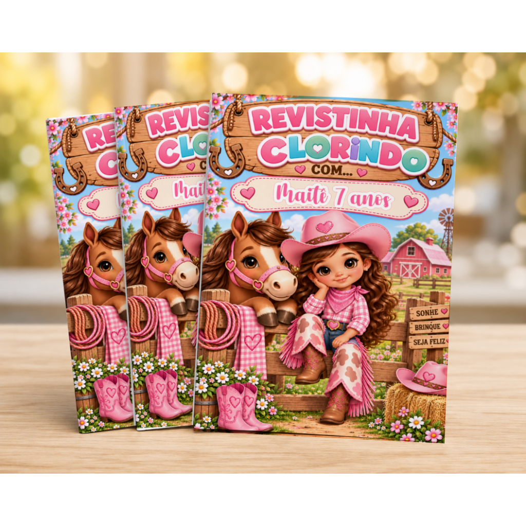 Livrinho de Colorir Boiadeira Revistinha Personalizada Boiadeirinha