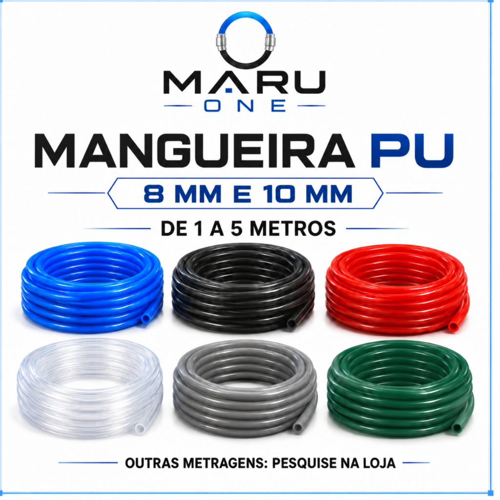 1 a 5 metros Mangueira Tubo PU Pneumática Flexível 8mm 10mm Ar Comprimido Compressor Automação Combustivel