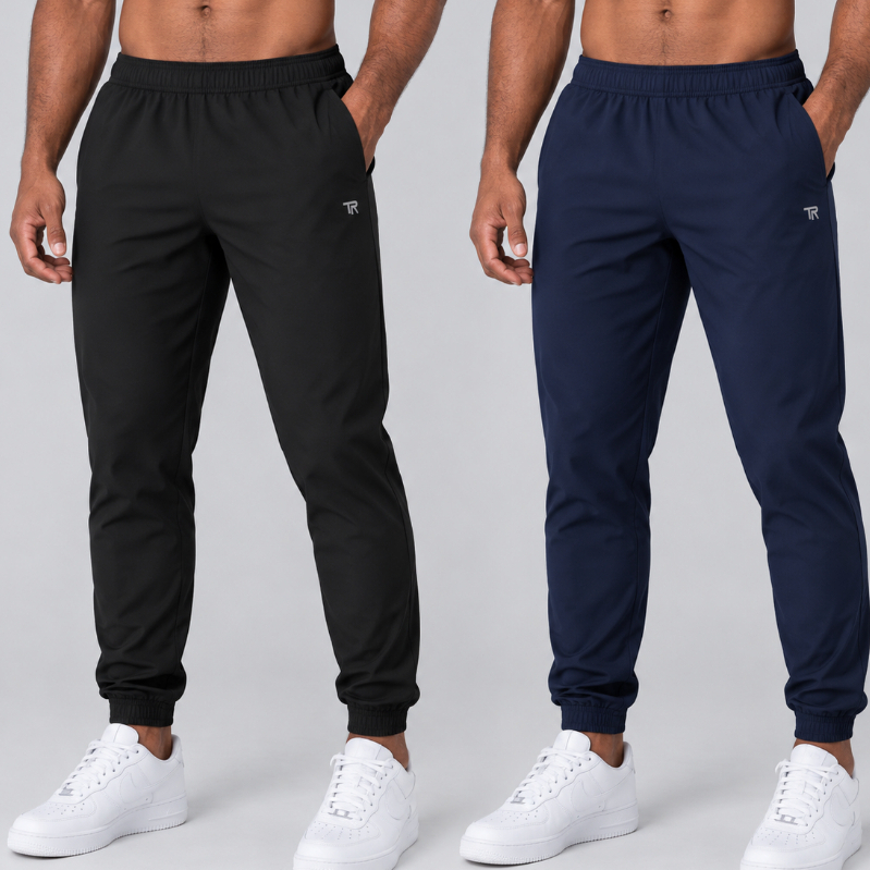 Kit 2 Calças Jogger Masculina Tactel Slim Esportiva Academia Treino Casual Bolso Punho Elástico