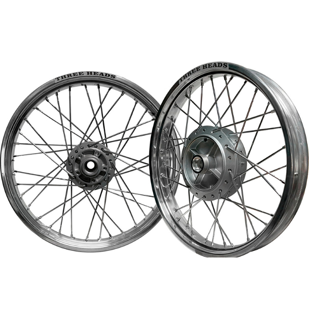 Par Roda Aro Three Heads Polido 4mm Ybr 125 / Factor Á Disco Raios Cromados 4mm