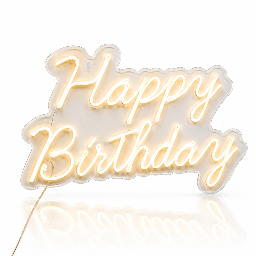 Painel Led Neon Happy Birthday Letreiro Luminoso Decorativo para Festa Aniversário Casamento Eventos