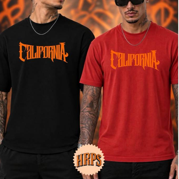 KIT MASCULINO DE 2 CAMISETAS ESTILOSAS STREETWEAR BASICA ESTILOSA ESTAMPADA CALIFORNIA TECIDO LEVE E E CONFORTAVEL