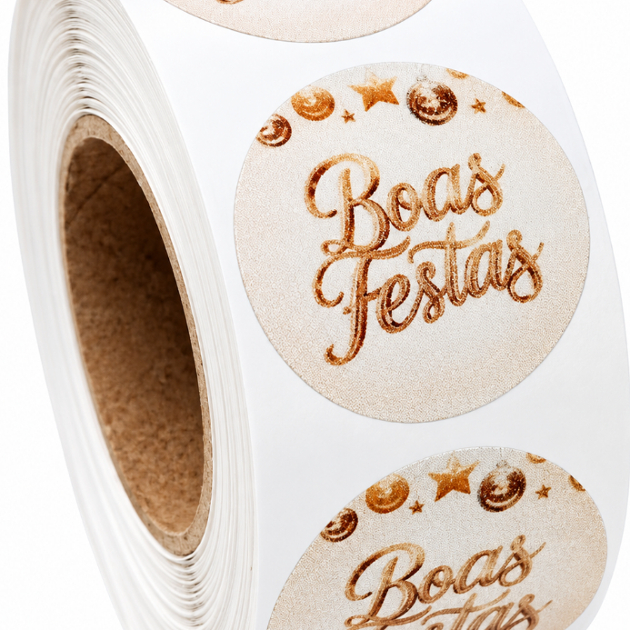 500 Etiquetas Adesivas Boas Festas 3 cm