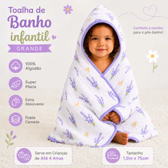 Toalha de Banho Soft Infantil Grande Com Capuz Tecido de Fralda Macia 100% Algodão Enxoval