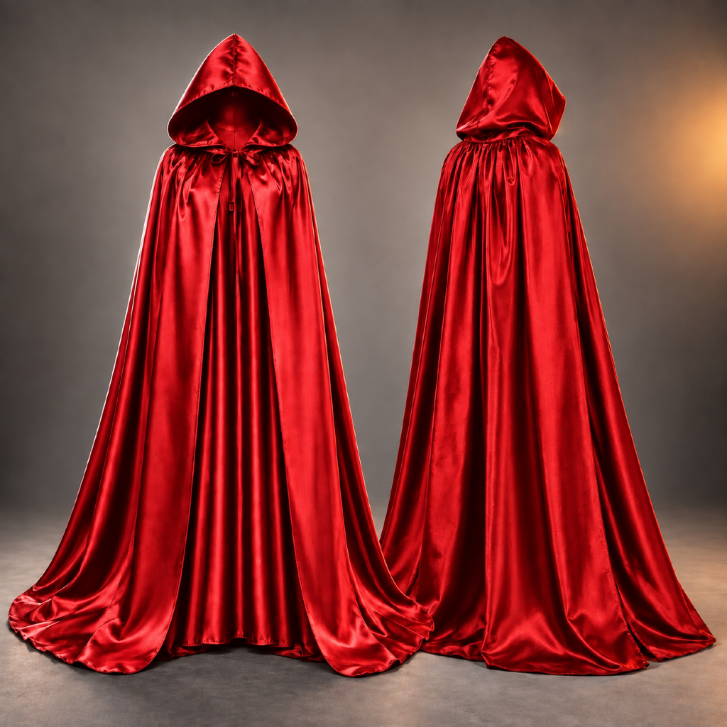 Capa De Bruxa 180cm Cetim com Capuz Vermelha Vampiro Drácula