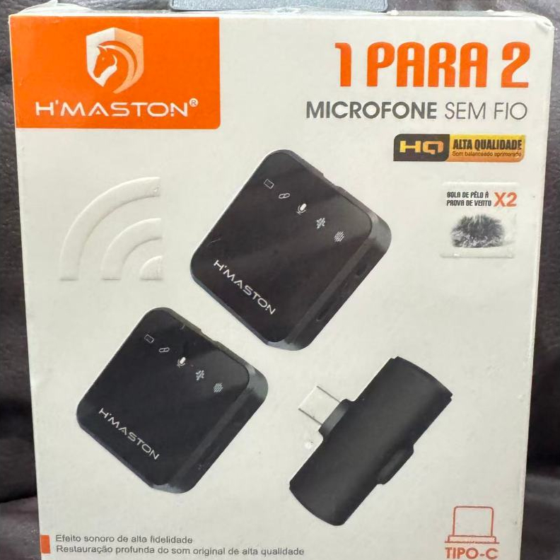 Microfone De Lapela Duplo H´maston Tipo C Cor Preto Mk08